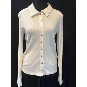 Madewell Cream Ribbed Button-Up Tank Top